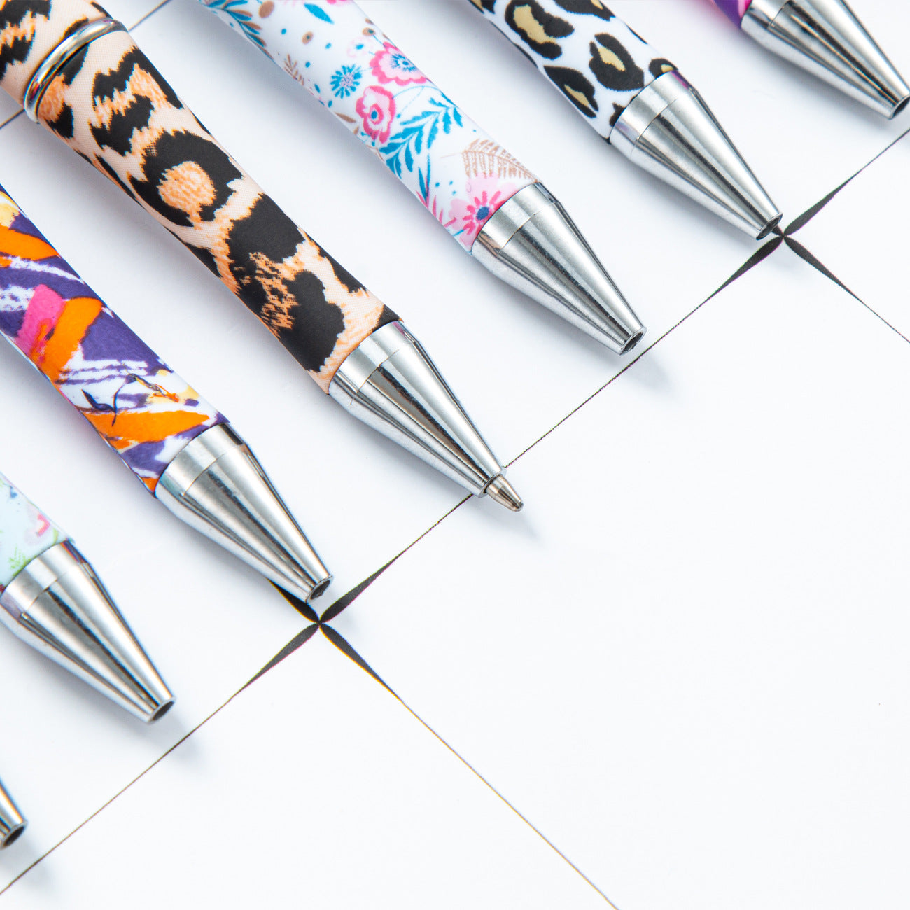 Wholesale Beadable Pens Cow Print Leopard Print Christmas Plastic Pen DIY for Beaded